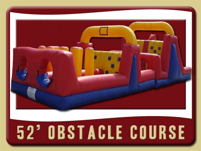 52' Obstacle Course Event Inflatable Party Rental Palm Coast yellow red blue
