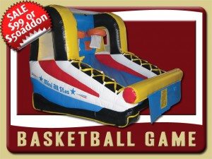 Inflatable Basketball Game Rental, Blue, Black, Yellow, Red, Orange