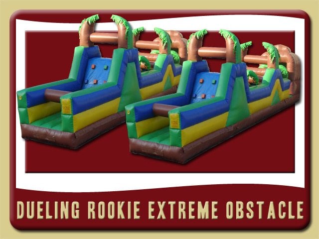 Dueling Rookies 0bstacle Course Inflatable Rental Deland blue brown