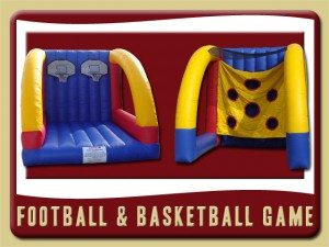 Football Basketball Inflatable Game Party Rental, blue, yellow, red