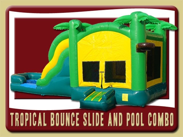 Tropical Combo 1 Bounce House Water Slide Rental Edgewater yellow green blue