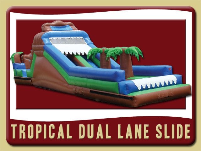 Troupical Dual Water Slide Inflatable Party Rental St Augustine