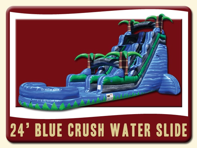 Blue Crush 24' Water Slide w/ Pool Rental - Tropical, Blue, Green & Palm Trees pool