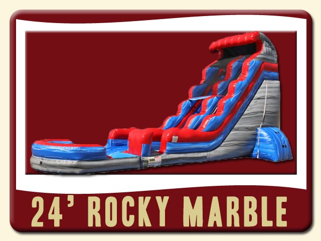 Rocky Marble Water Slide Pool Rental - 24' high, Blue, Red, Gray