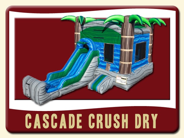 Cascade Crush Tropical Wet Slide & Bounce House Rental - Blue, Gray & Palm Trees