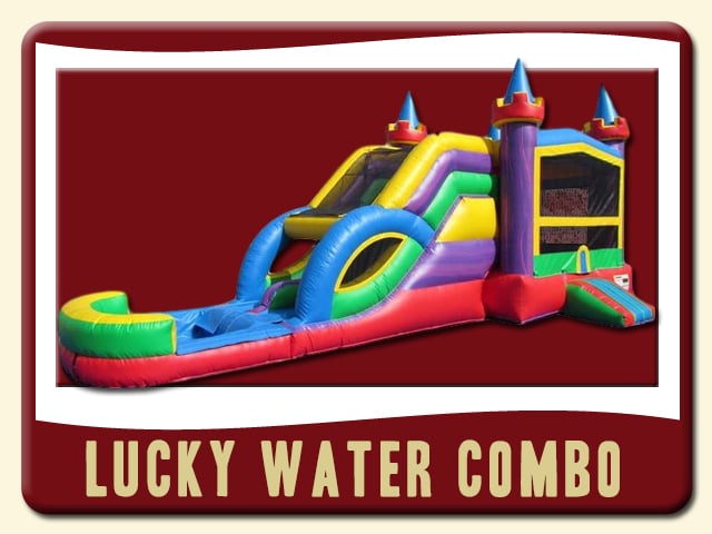 Lucky Wet Combo Jump & slide Rental - Purple, Yellow & Blue