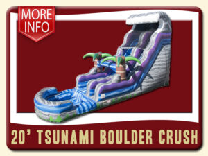 Tsunami Boulder Crush Water Slide More Info- Pool, 20' tall, Tropical Palm Tree, Purplee