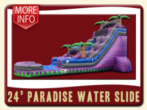 Paradise Water Slide & Slip More Info - Pool, 24' Tall, Tropical Palm Trees, Purple & green gray blue