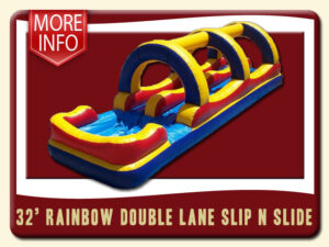 Rainbow Double Lane 35' Slip N Slide w/ pool More Info - Blue, Red & Yellow