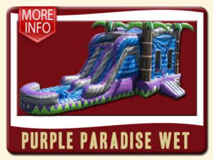 Purple Paradise Water Slide & Jump Combo More Info - Purple, Blue & Palm Trees