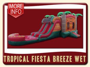 Tropical Fiesta Breeze Combo Water Slide & Bounce House More Info - Fire Red & Green