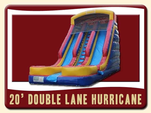 20ft Double Lane Hurricane Dry Slide Red Blue Yellow