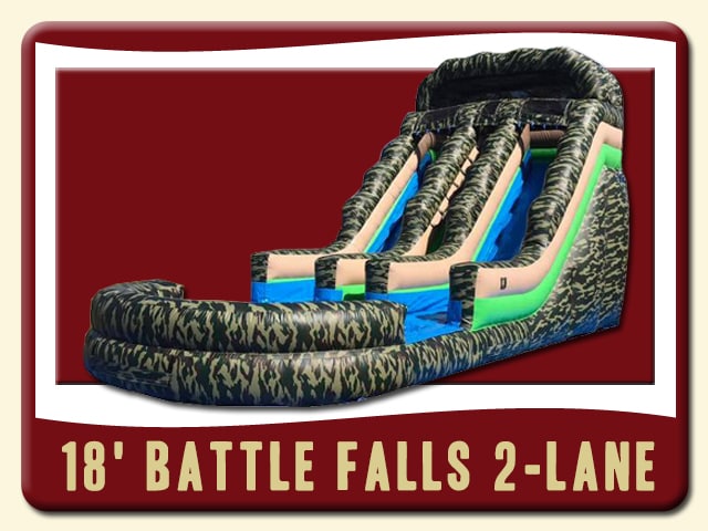 18' Battle Falls 2-Lane Water SlideCamo print army theme