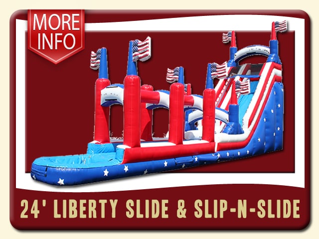 24' Liberty Slide & Slip-N-Slide with American flags and stars - red, white & blue - More Info