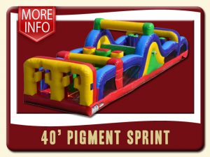 40' pigment sprint inflatable obstacle course yellow, blue, red & green - More Information