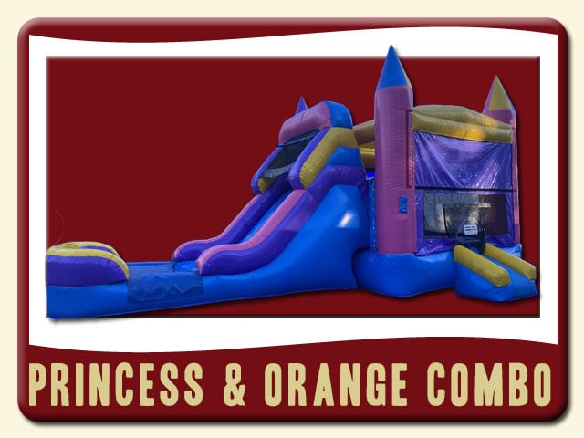 Pink Purple Orange & blue inflatable water slide & bounce house Combo