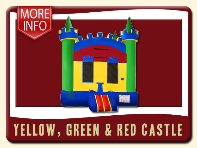 yellow, green & red castle inflatable bounce house - More Info