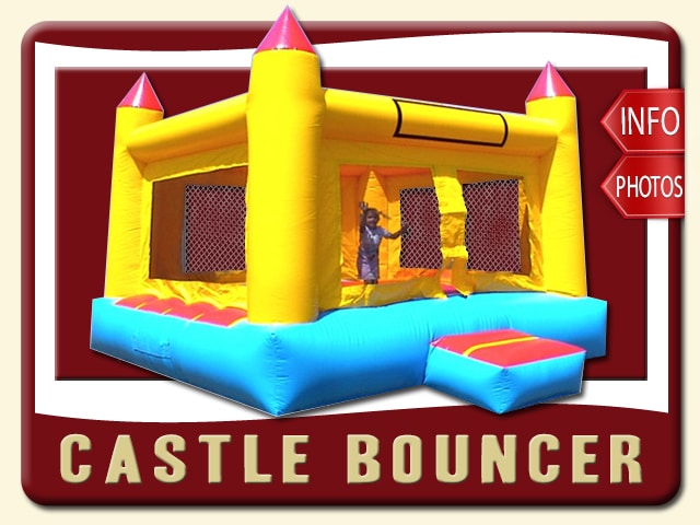 castle inflatable moonwalk party rental price yellow red blue