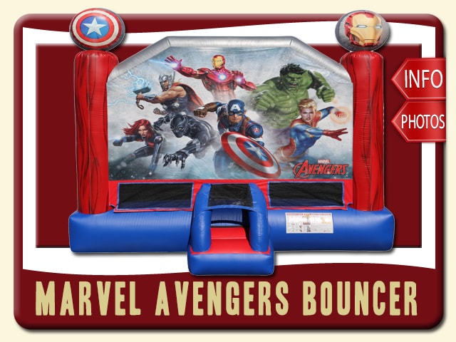 Marvel Avengers Bounce House Rental Iron Man, Thor, Hulk, Captain America, Captain Marvel, Black Panther, Black Widow