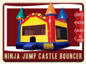 Ninja Jump Castle Bounce House Rental, Red, Blue, Yellow