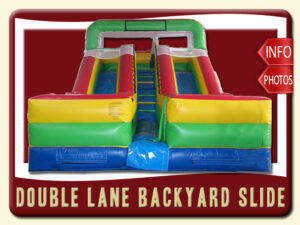 Double Lane Water Slide Rental, Inflatable, Green, Blue, Yellow, Red