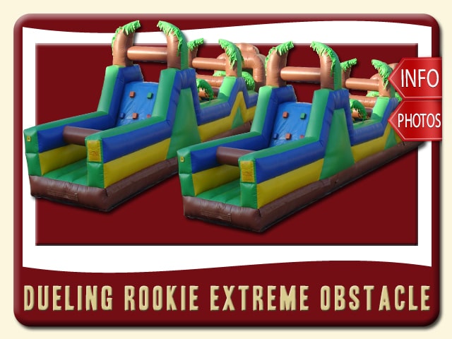 dueling rookie obstacle course inflatable rental deland price brown green blue yellow