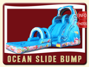 Ocean Bump Water Slide Rental, Inflatable, Fish, Colal, Sea, Mermaid, Dolphin, Blue, Ranbow, Pool
