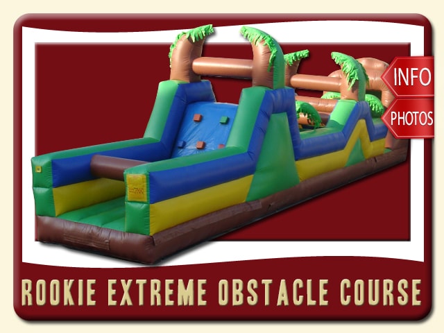 rookie obstacle course inflatableparty rental edgewater price rock climbing blue green yellow brown