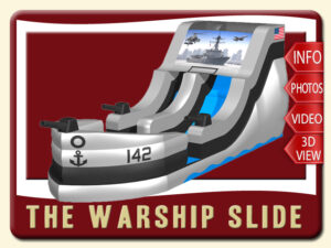 Warship Water Slide Rental, Inflatabe, Navy, Fighter Jet, helicopter, pool, Gray, Black