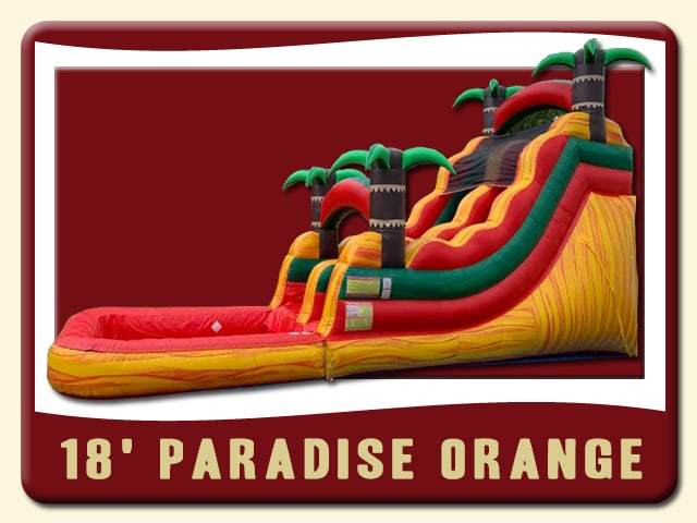 18' Paradise Orange Water Slide Inflatable Palm Trees Pool Rental