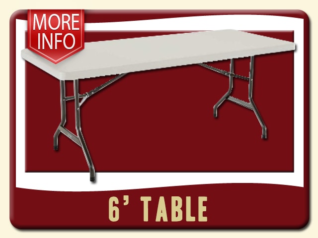 6' Rectangular White Folding Table Info Rental