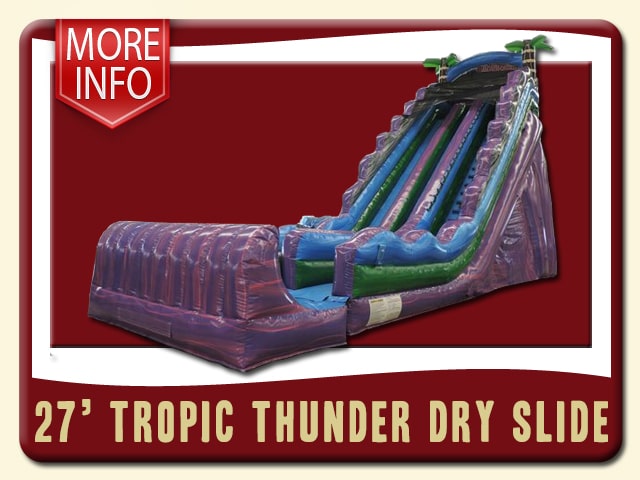 Tropic Thunder 20' Inflatable Dry Slide purple green blue info