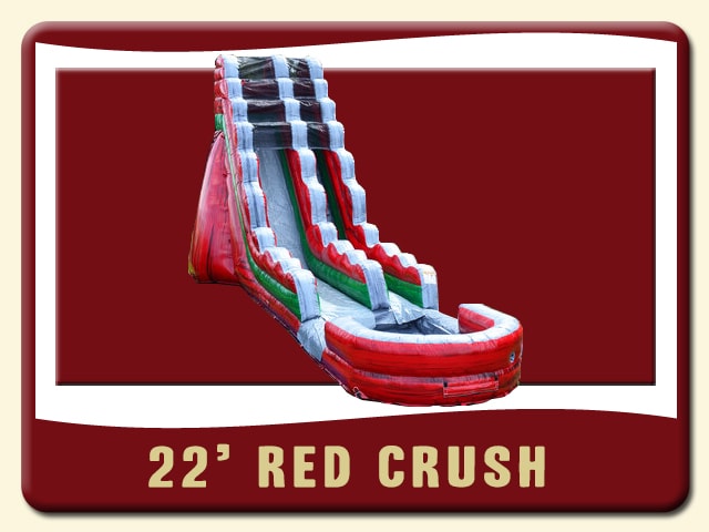 22ft Red Crush Waterslide pool rent - bright fire engine red in stone Gray Vinyl