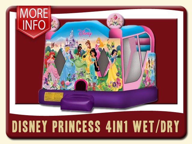 Disney Princess Bounce & Slide Combo 4in1 inflatable rent - Ariel, Jasmine, Aurora, Tiana, Belle, Snow White, and Cinderella