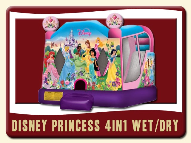 Disney Princess Bounce & Slide Combo 4in1 inflatable rental - Ariel, Jasmine, Aurora, Tiana, Belle, Snow White, and Cinderella