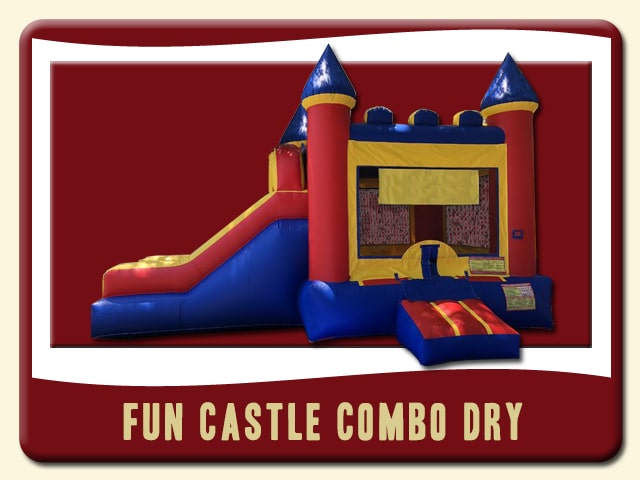 Fun Castle Combo Wet Inflatable bounce house & Slide Rental – Blue, Red &Yellow