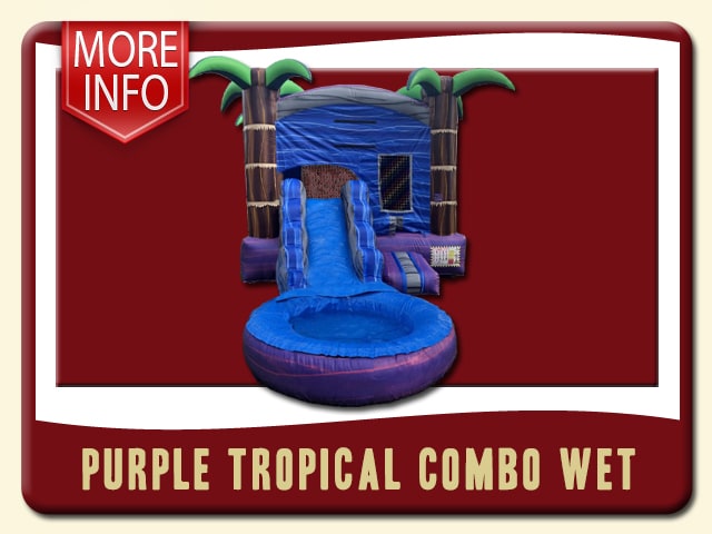 Purple Tropical Combo Wet Slide Rent - tropical look with brown and green palm trees on each corner - waving water print