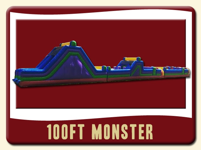 100' Obstacle Course Rental is a monster with the combination of the 70' Mega 2 Obstacle Course and the 30' Rainbow Obstacle Course to make a 100-foot WOW factor