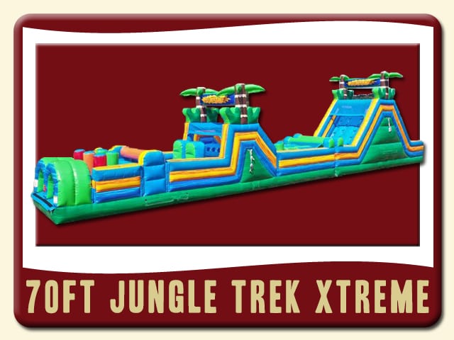 70ft Jungle Trek Xtreme Rent Obstacle Course combines the 30' Rock & Climb Jungle Trek and our 40ft Jungle Trek Xtreme Obstacle Course